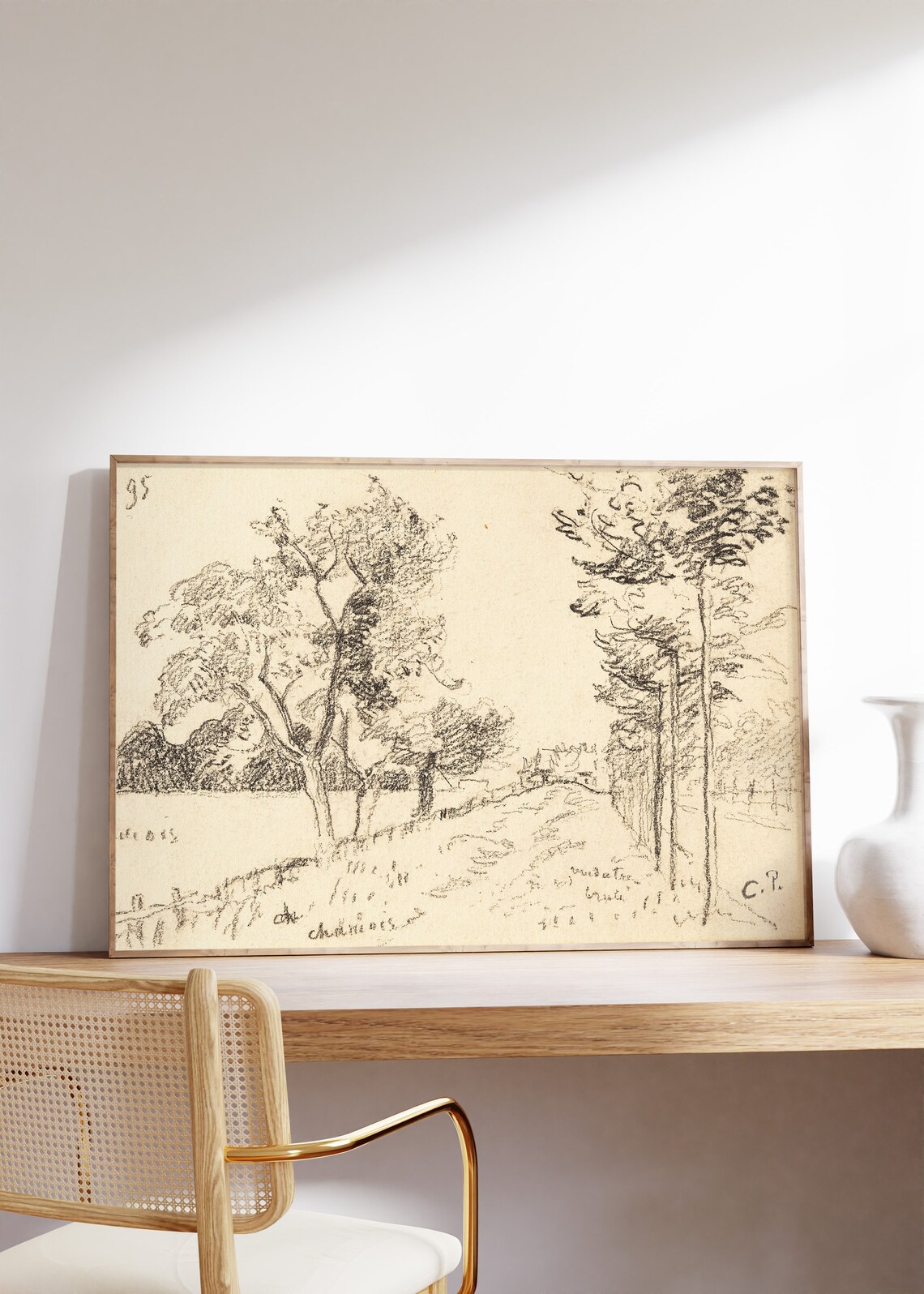 Camille Pissarro The Driveway 1895 Charcoal Landscape Sketch Poster