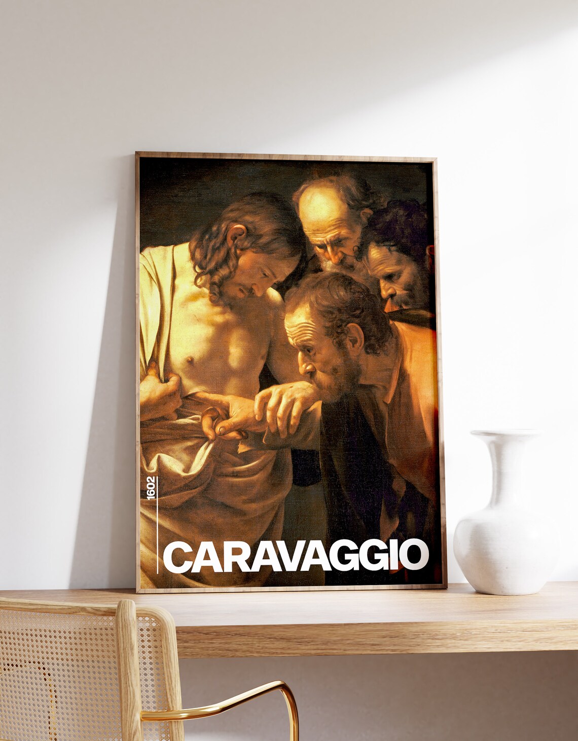 Caravaggio The Incredulity of Saint Thomas 1602 Baroque Art Poster