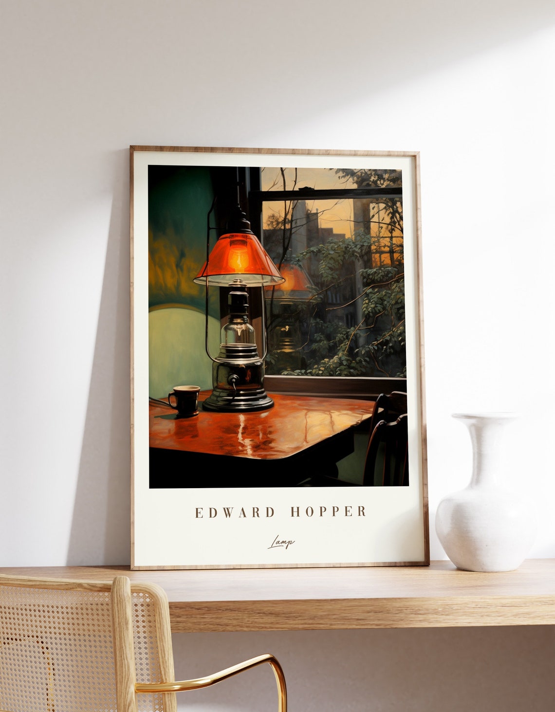 Edward Hopper Lamp Glowing Kerosene Lantern Window Still Life Poster