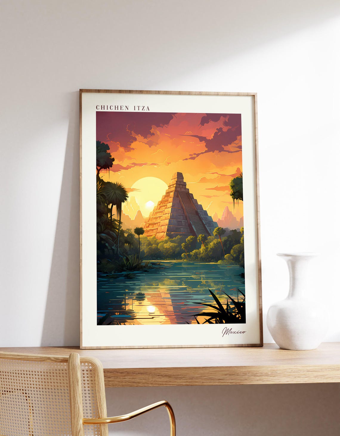 Chichen Itza Travel Poster Mexico Decor Print