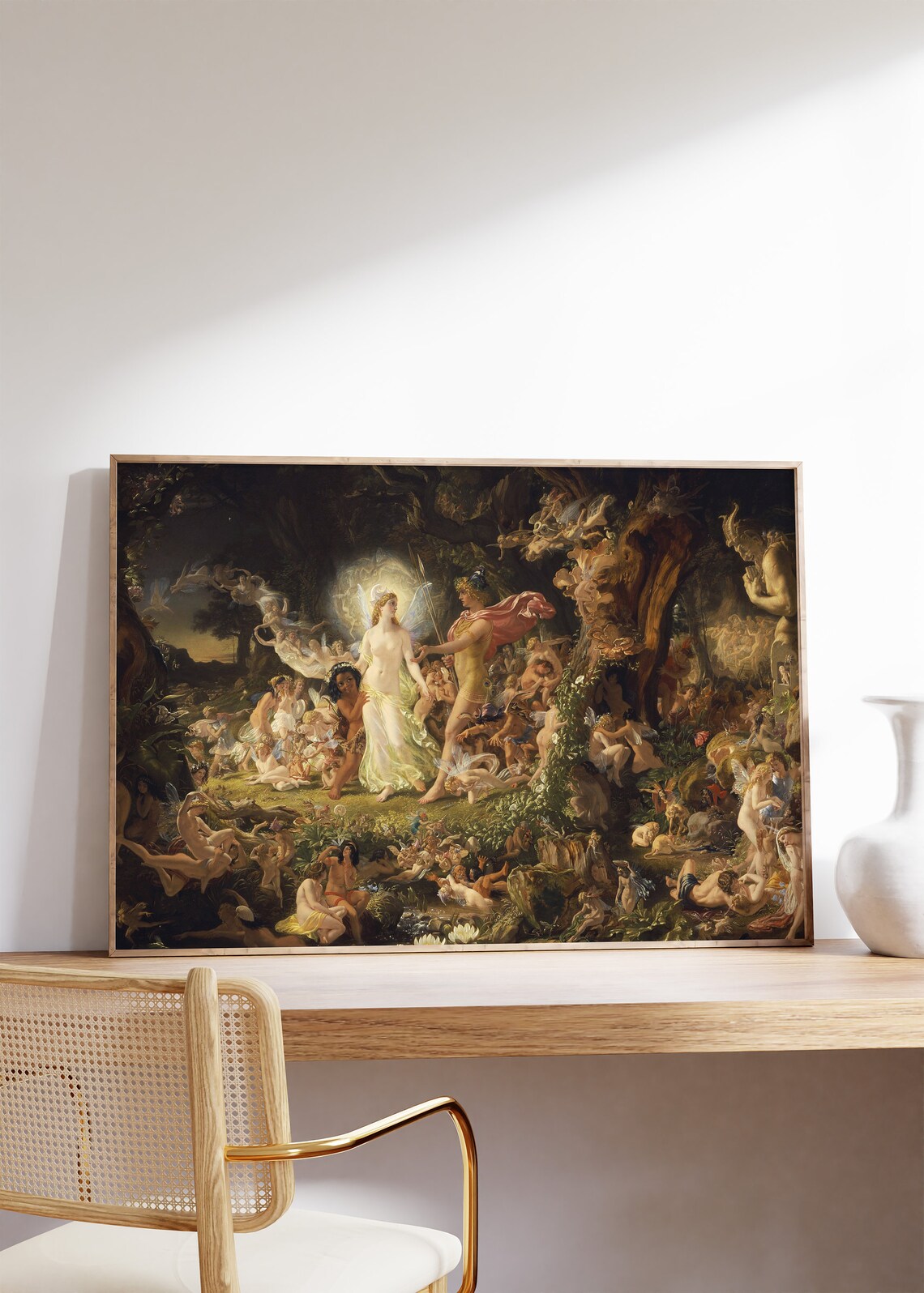 Paton Oberon And Titania Quarrel Fairy Moonlit Vintage Art Poster
