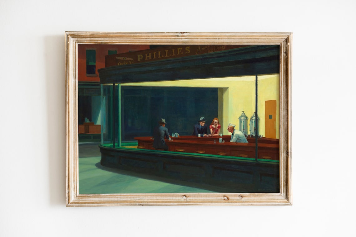 Edward Hopper Nighthawks Art Poster, Wall Decor