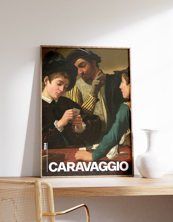 Caravaggio The Cardsharps 1594 Baroque Classic Masterpiece Art Poster