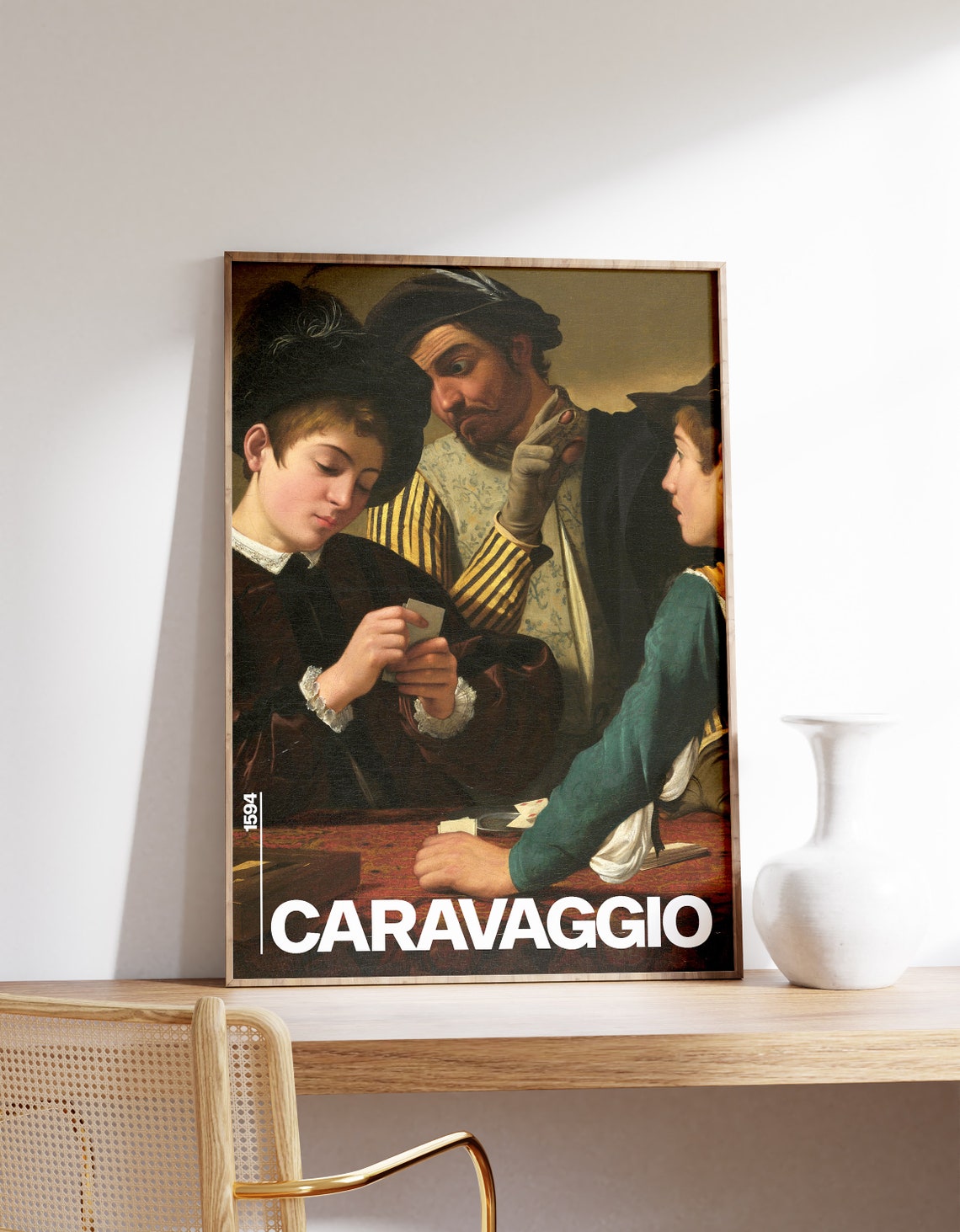 Caravaggio The Cardsharps 1594 Baroque Classic Masterpiece Art Poster