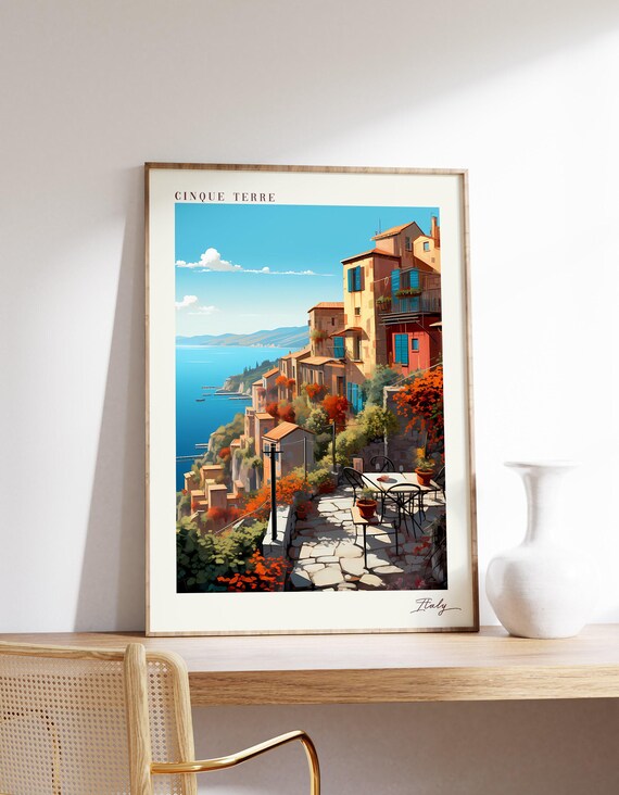 Cinque Terre Travel Poster, Italy Decor