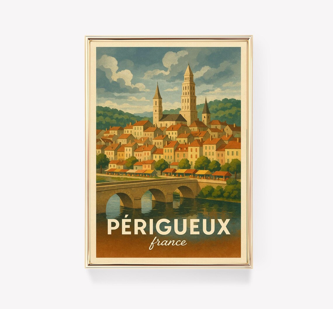 Prigueux Travel Poster, Vintage France Art Print