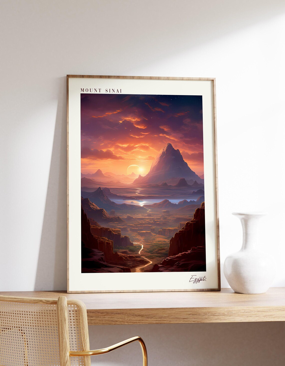 Mount Sinai Egypt Desert Sunset Mountain Landscape Travel Poster