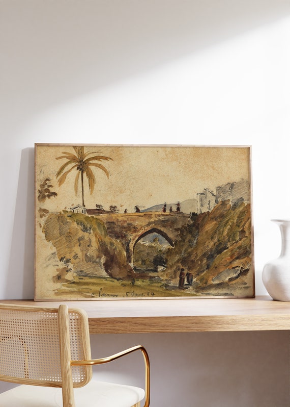 Camille Pissarro Bridge At Caracas 1854 Vintage Poster Impressionism Wall Art Landscape Painting Scenery Print Decor