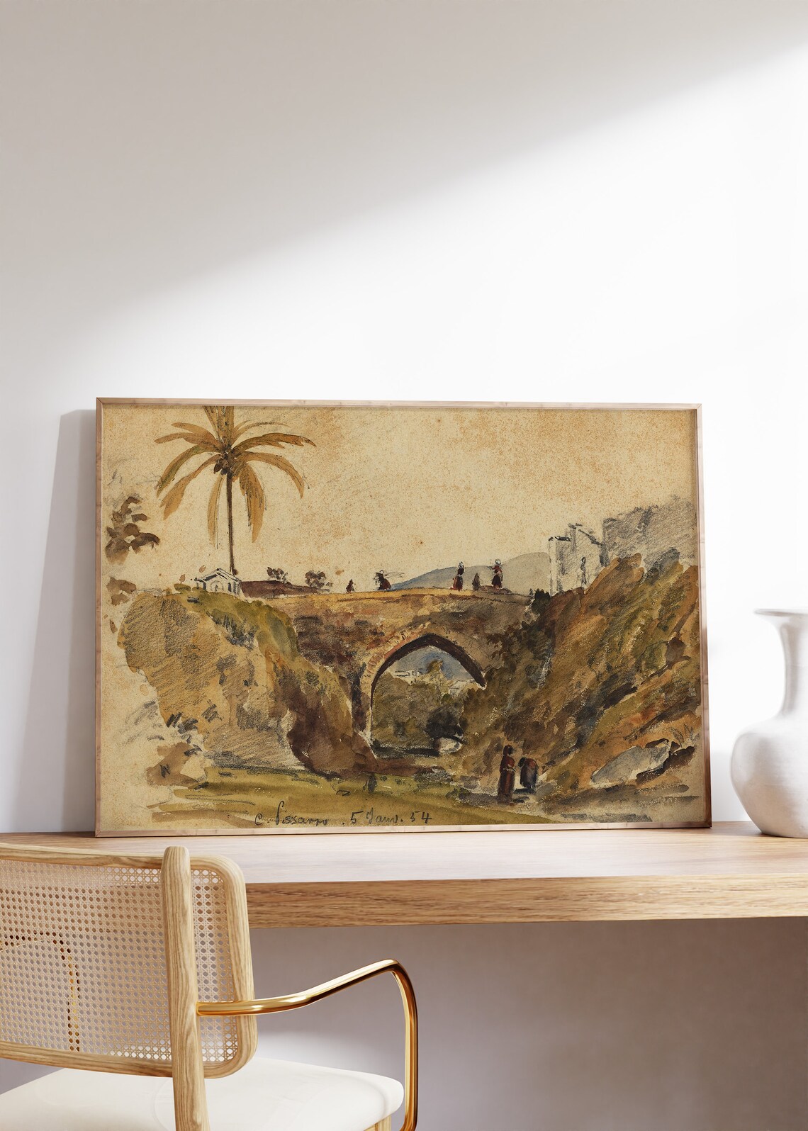 Pissarro Bridge at Caracas 1854 Vintage Stone Bridge Landscape Print