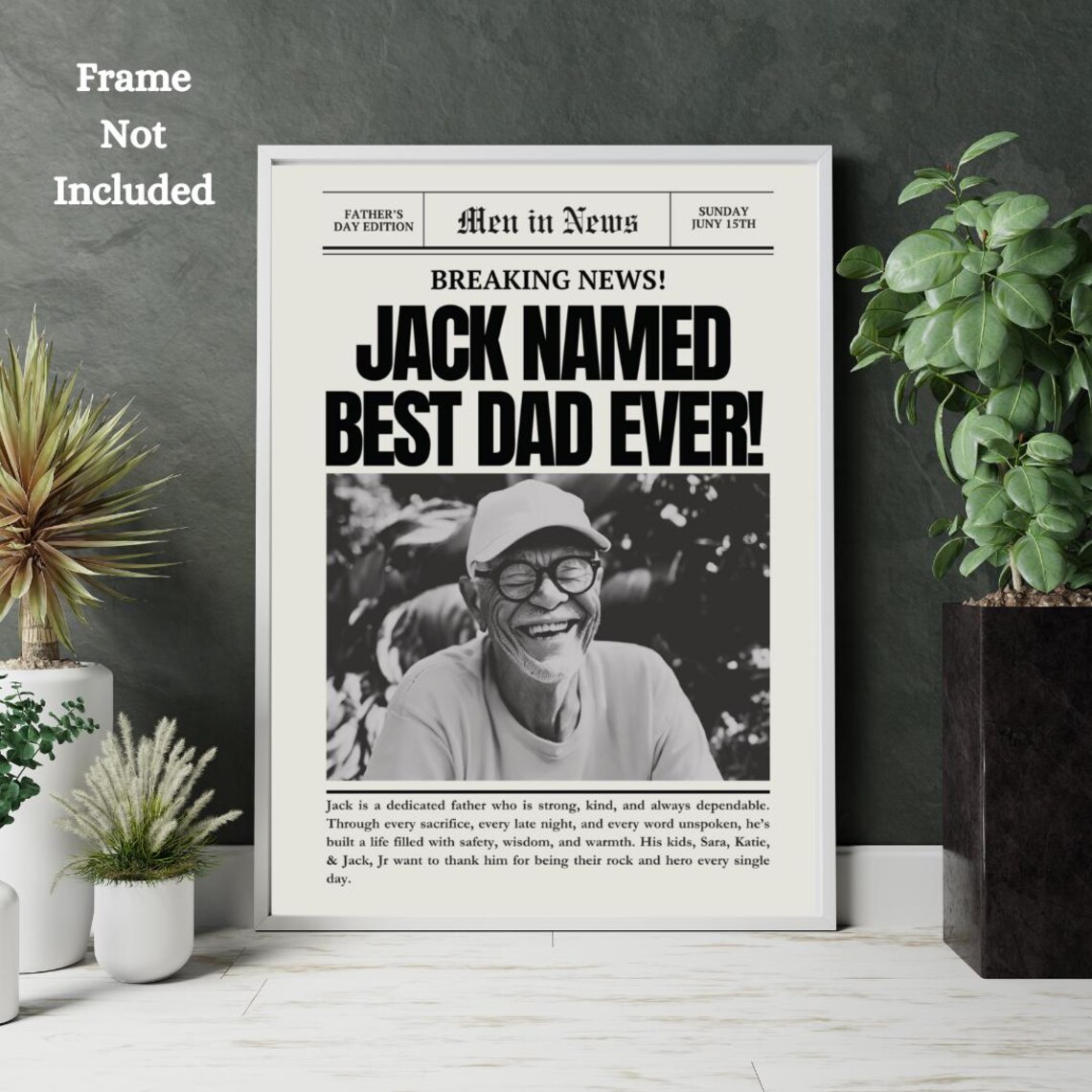Personalized Fathers Day Newspaper Poster, Gift For Dad - Image 2