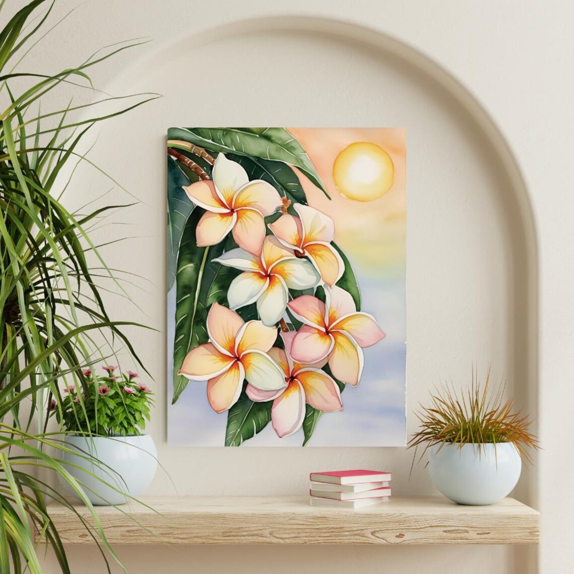 Plumeria Flower Art Print, Tropical Botanical Decor