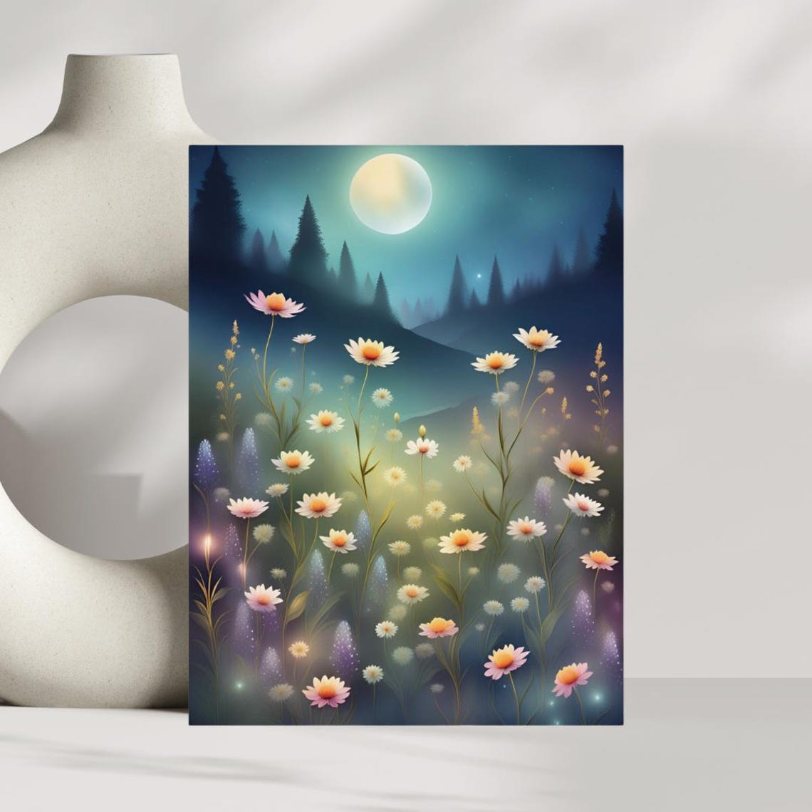 Wildflowers By Moonlight Art Print Botanical Home Decor