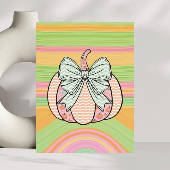 Pastel Pumpkin Art Print Autumn Harvest Wall Decor