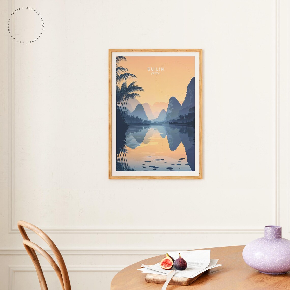 Guilin China Golden Karst Sunrise River Reflection Palm Poster - Image 4