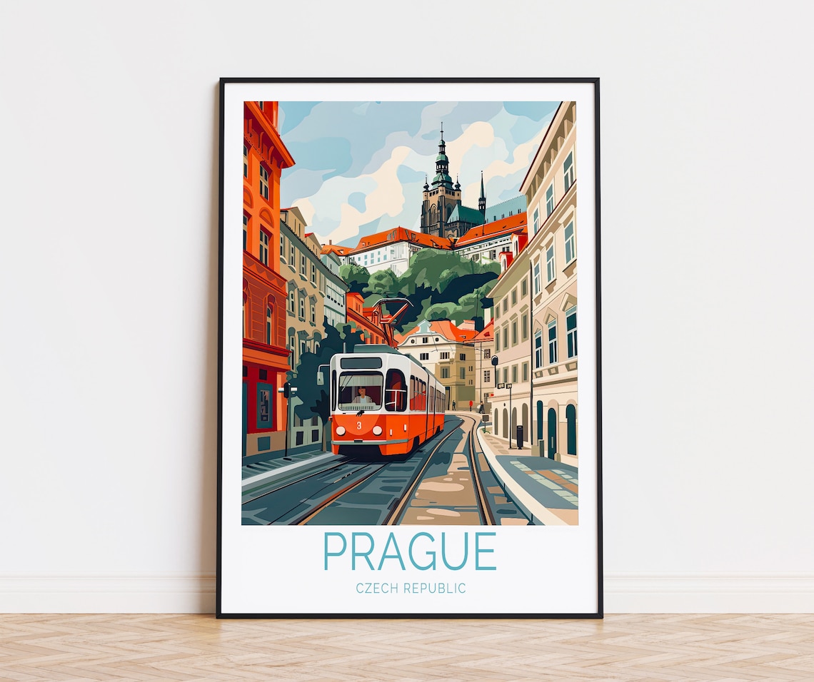 Prague Castle Travel Poster, Czech Republic Wall Art