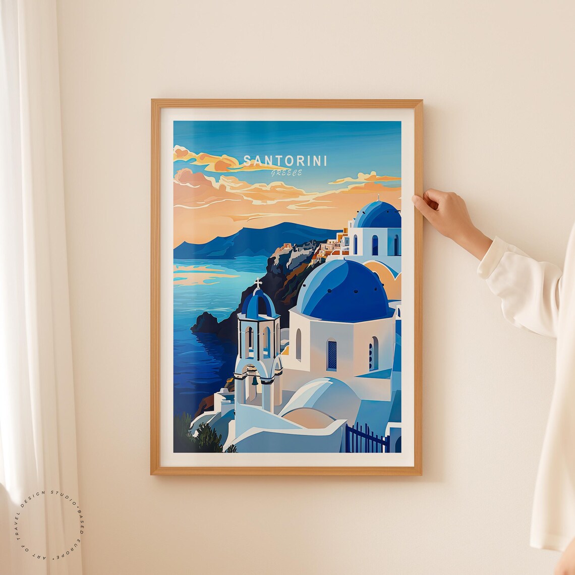 Santorini Greece Blue Domes Over the Caldera in the Sunset Glow Poster - Image 2