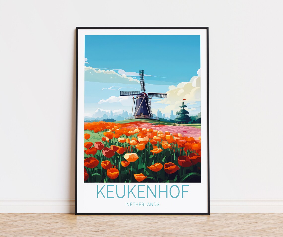 Keukenhof Travel Poster, Netherlands Botanical Garden
