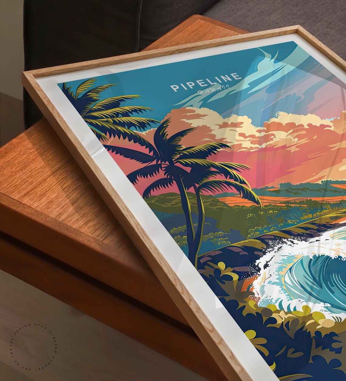 Pipeline Hawaii Surfing Big Wave Dramatic Sunset Beach Poster - Image 3