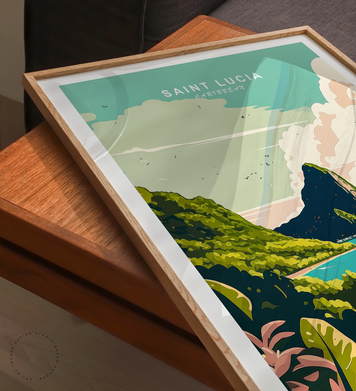 Saint Lucia Caribbean Pitons Sailboats Tropical Island Travel Poster - Image 3