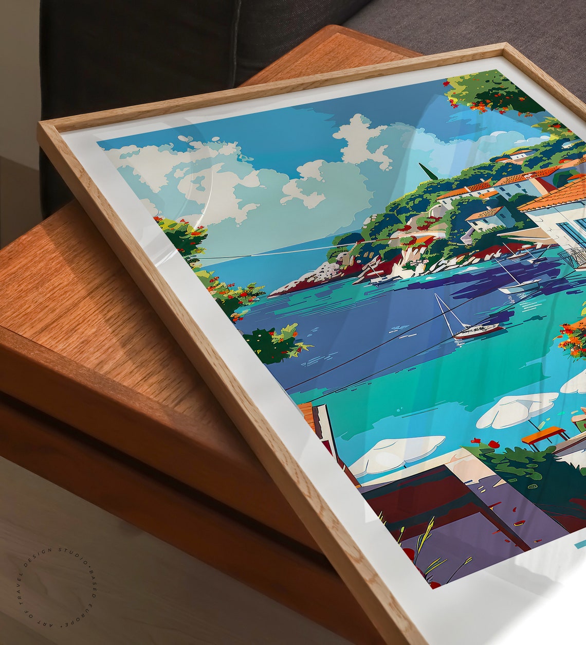 Thasos Greece Seaside Village Harbor Taverna Terrace Travel Poster - Image 3