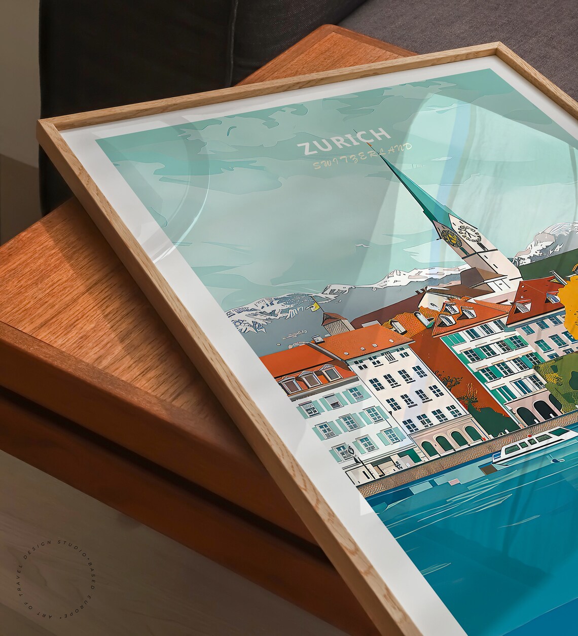 Zurich Switzerland Old Town Skyline Church Spire Lakeside Poster - Image 3