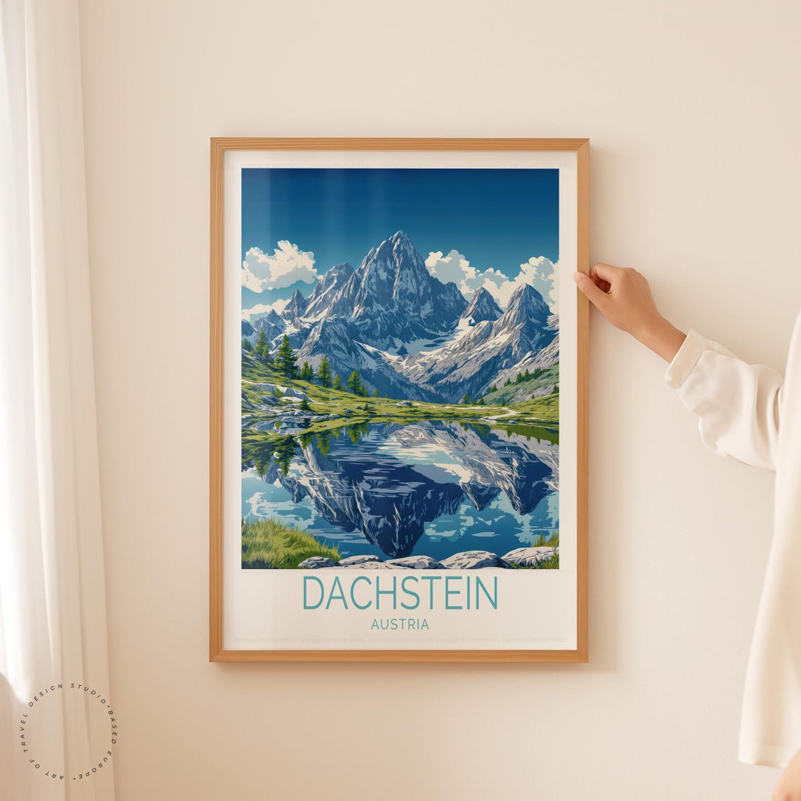 Dachstein Austria Snow Peaks Mirror Lake Alpine Reflection Art Poster - Image 5