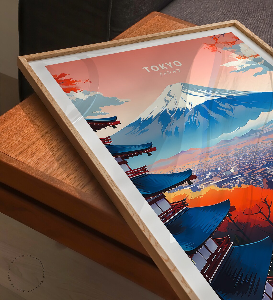 Tokyo Japan Mount Fuji With Pagoda and Autumn Foliage Travel Poster - Image 3
