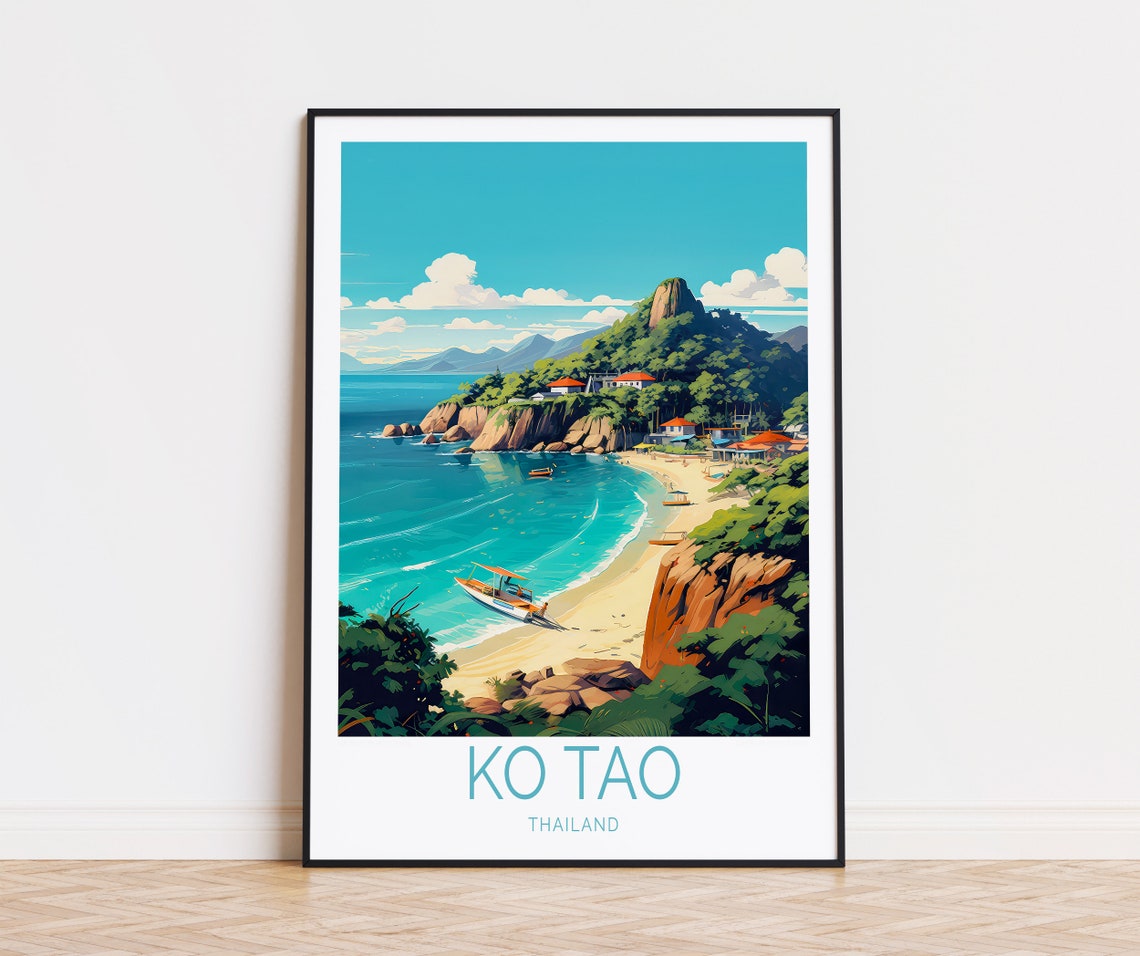 Ko Tao Thailand Travel Poster Thailand Wall Art Thailand Travel Gifts Personalised Gifts Birthday Gifts Wedding Gifts