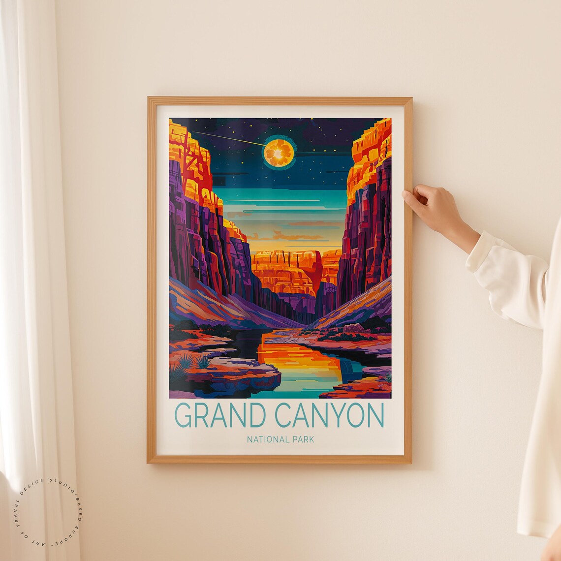 Grand Canyon National Park Moonlit Canyon River Night Poster - Image 2
