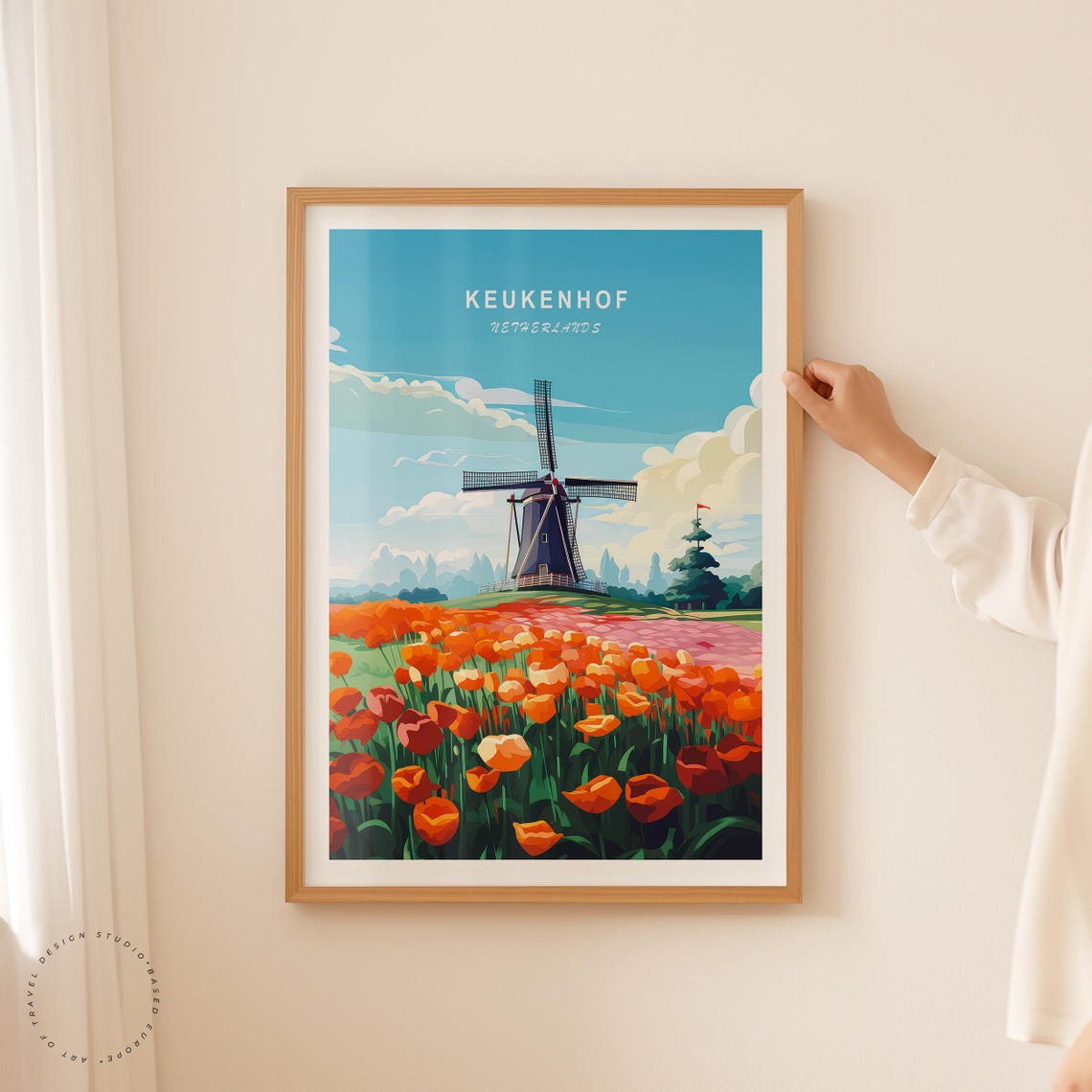 Keukenhof Netherlands Vibrant Tulip Fields Windmill Spring Poster - Image 2