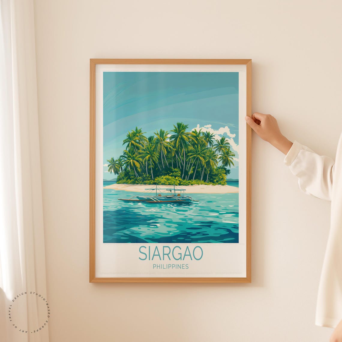Siargao Philippines Palm Islet Banca Boat Turquoise Water Poster - Image 5