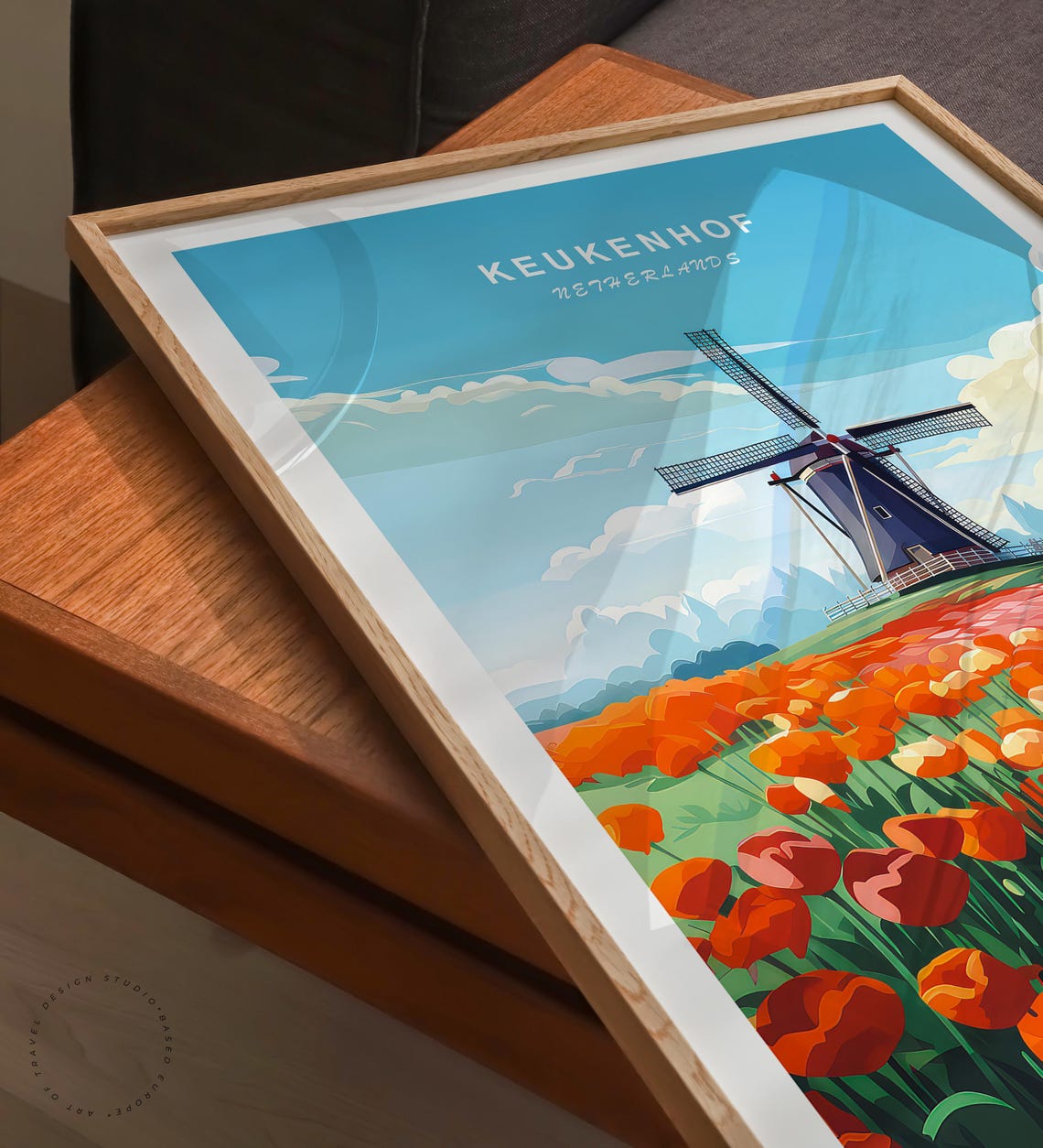 Keukenhof Netherlands Vibrant Tulip Fields Windmill Spring Poster - Image 3