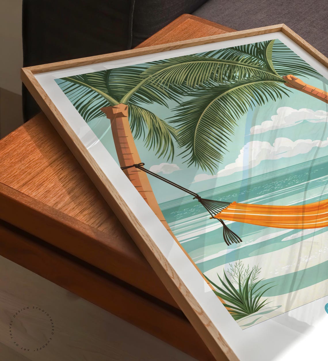 San Blas Panama Orange Hammock Between Palms Beach Travel Poster - Image 6
