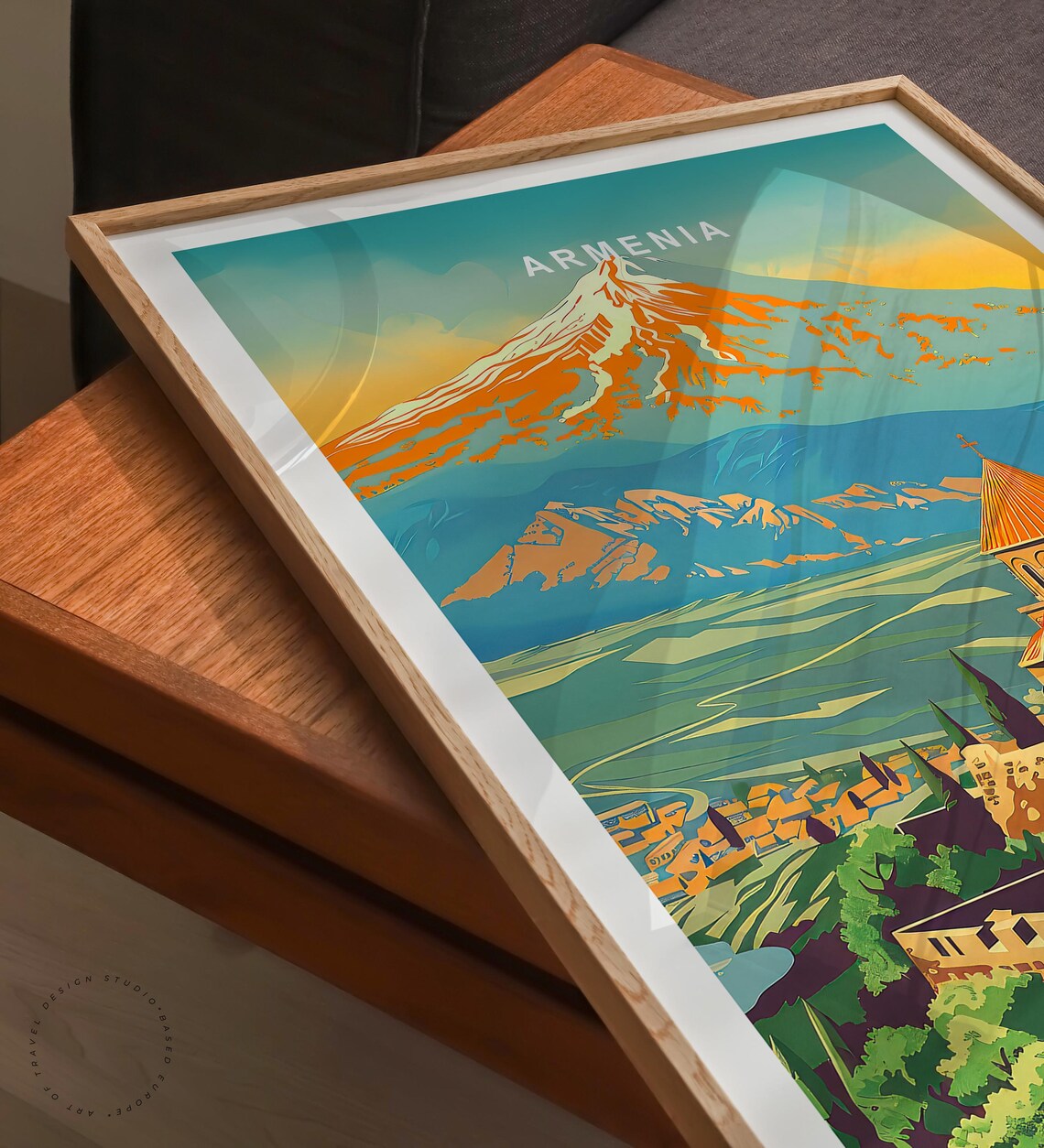 Armenia Mount Ararat Monastery Sunset Heritage Travel Poster - Image 3