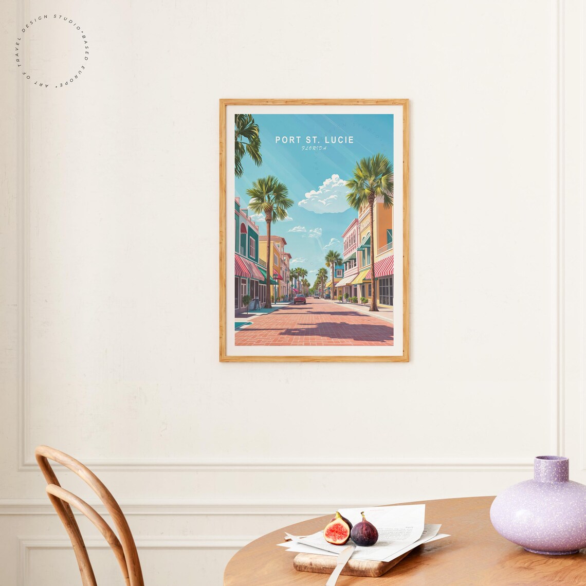 Port St Lucie Florida Colorful Brick Street Palms Shops Sunny Poster - Image 4
