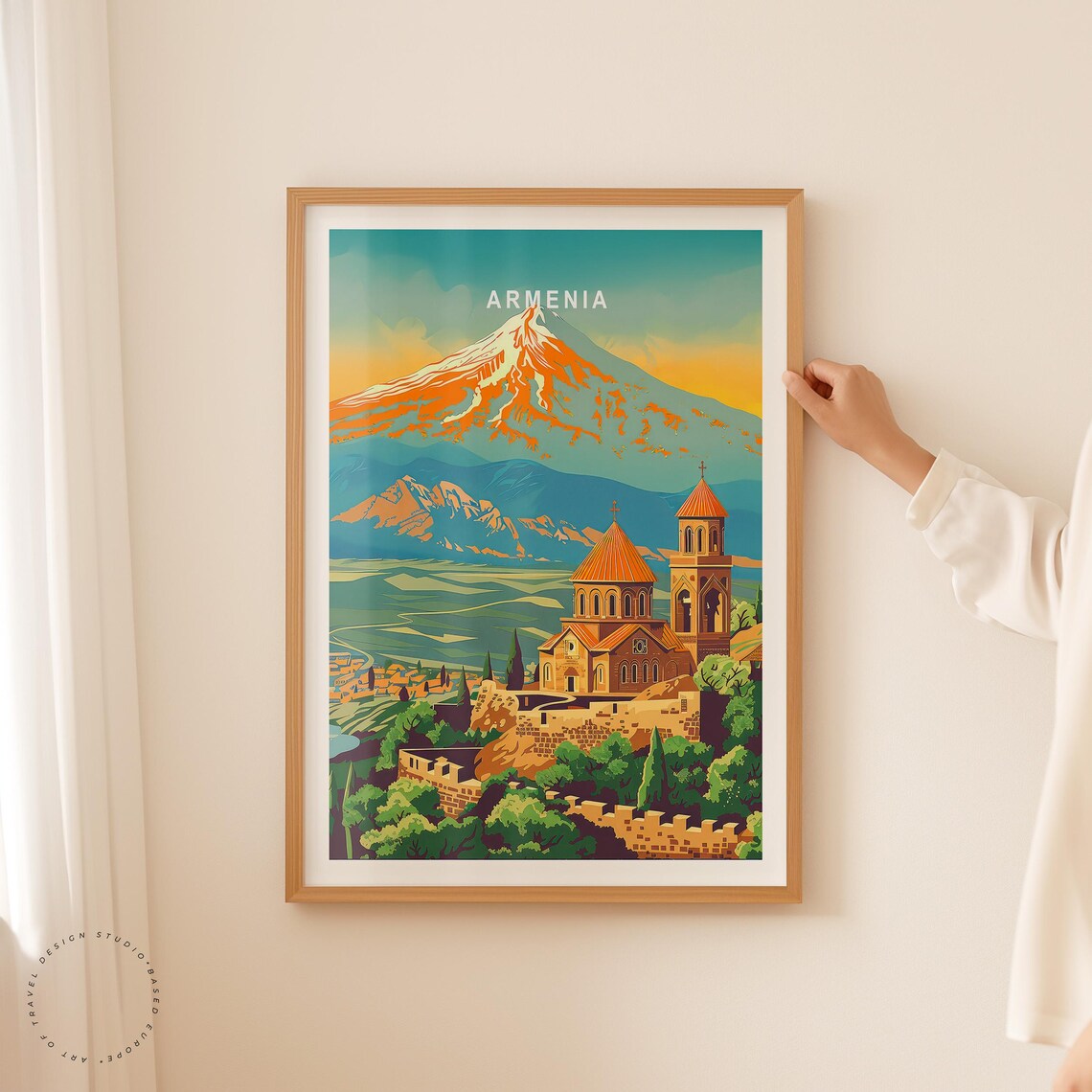 Armenia Mount Ararat Monastery Sunset Heritage Travel Poster - Image 2
