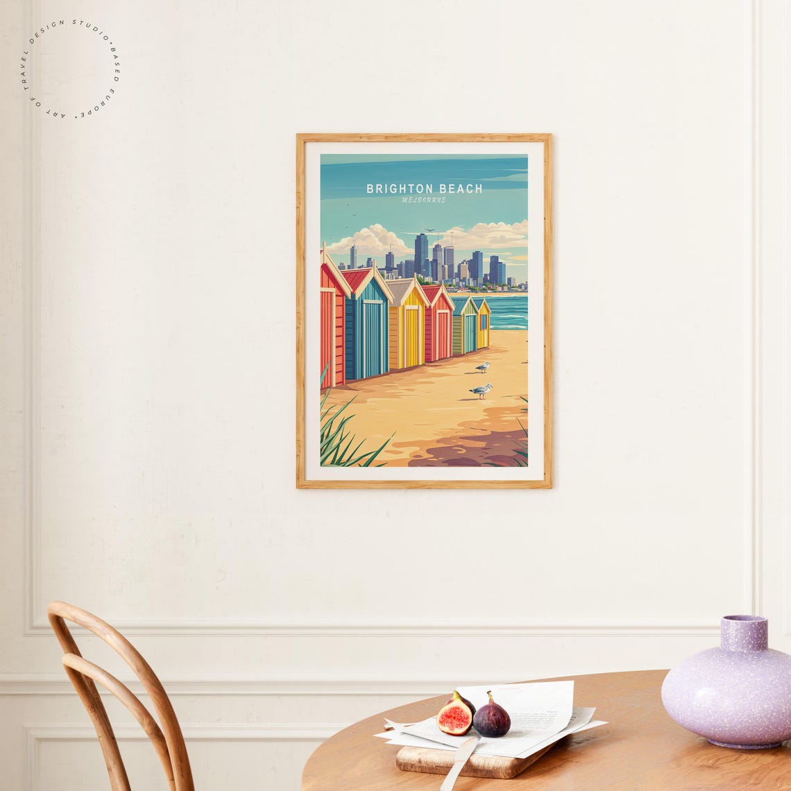 Brighton Beach Melbourne Colorful Bathing Boxes Skyline Seaside Poster - Image 4