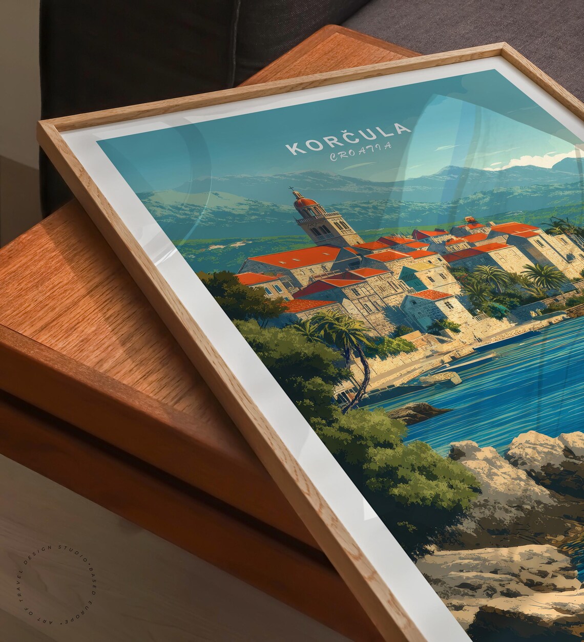 Korcula Croatia Old Town Harbor Adriatic Coast Red Roofs Travel Poster - Image 6