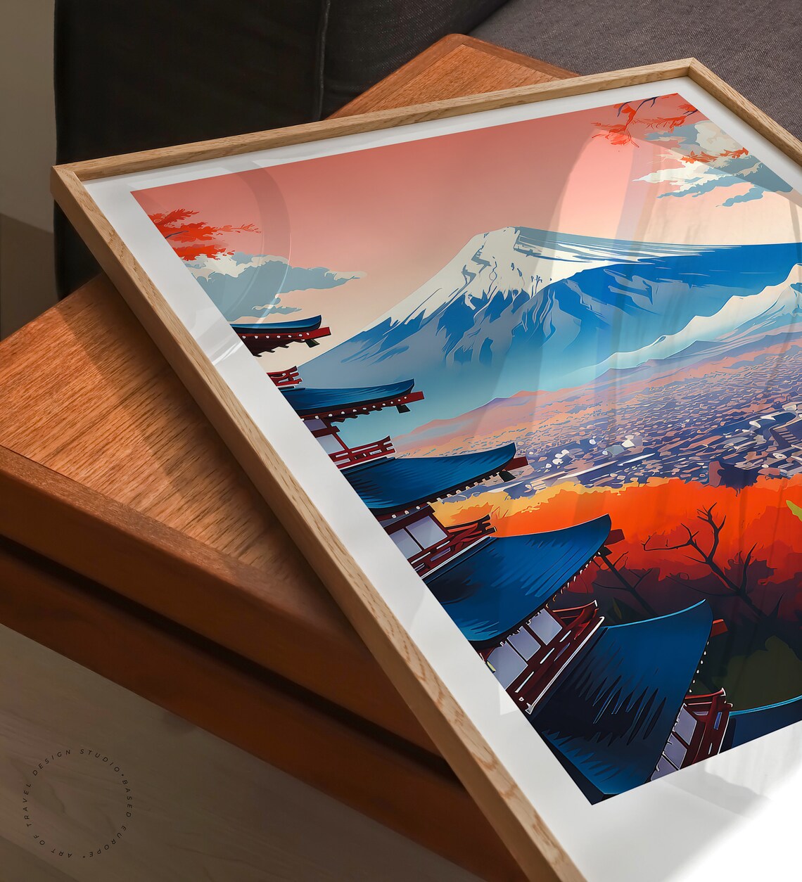 Tokyo Japan Mount Fuji Pagoda City Autumn Sunset Travel Poster - Image 3
