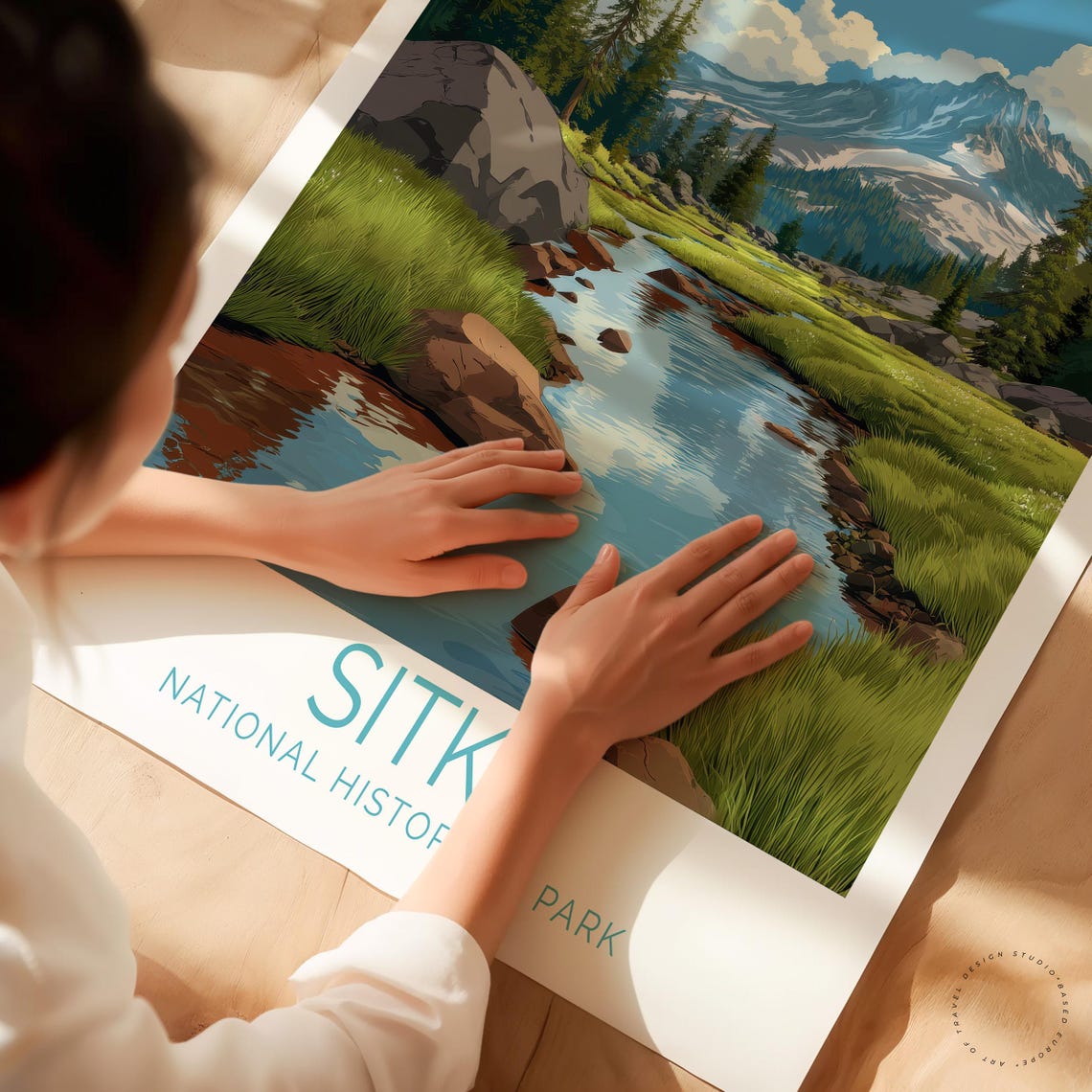 Sitka National Historical Park Alaska Stream Mountain Travel Poster - Image 3