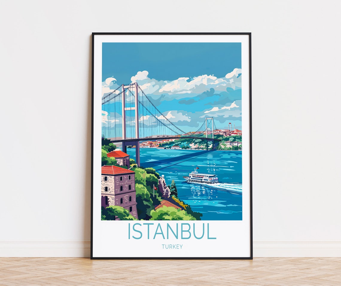 Istanbul Turkey Bosphorus Bridge Ferry Daytime Cruise Poster