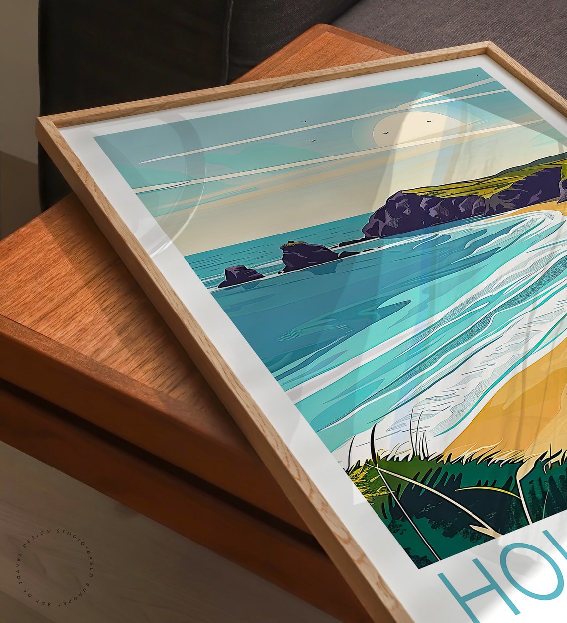 Holywell Bay Cornwall Sandy Beach And Sea Cliffs In Sunlight Poster - Image 3