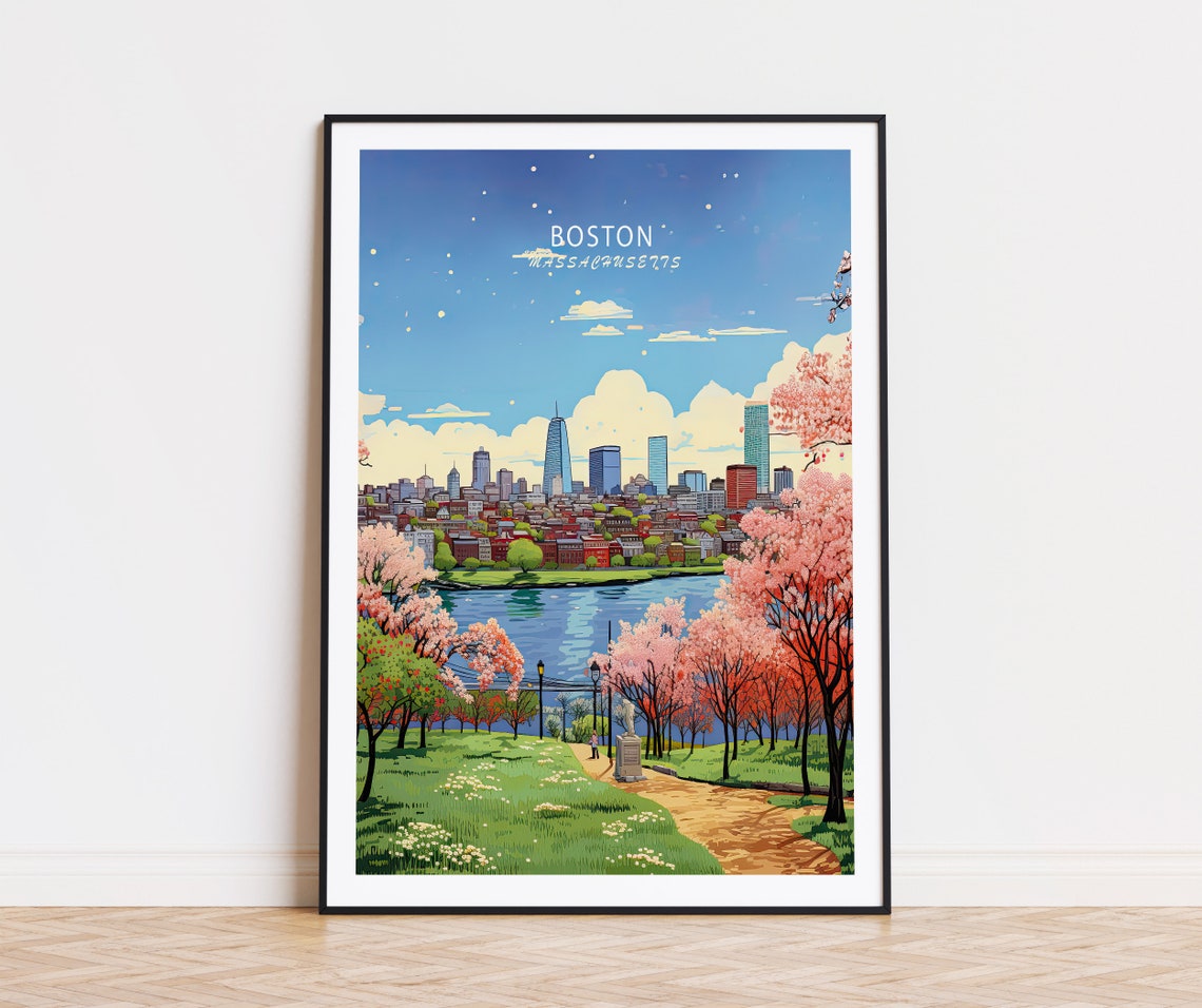 Boston Massachusetts Spring Riverside Cherry Blossom Walk Poster