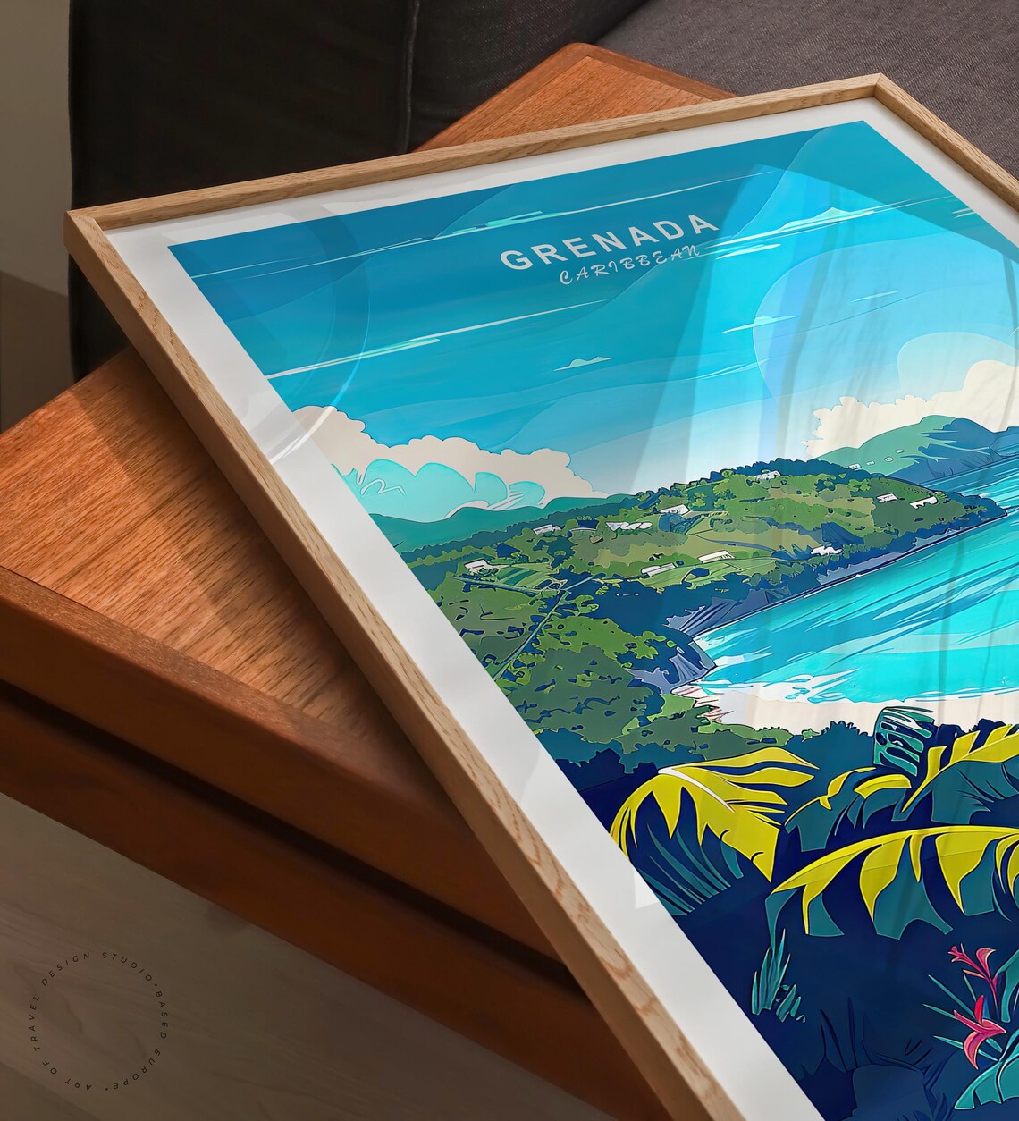 Grenada Caribbean Tropical Bay Lush Hills Island Paradise Travel Poster - Image 3