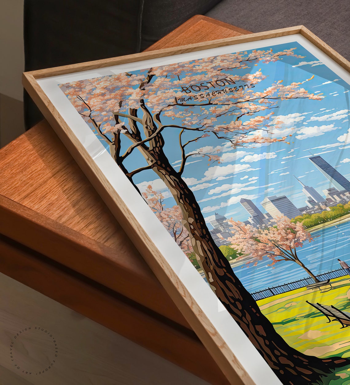 Boston Massachusetts Spring Park Pathway Cherry Blossoms Poster - Image 3
