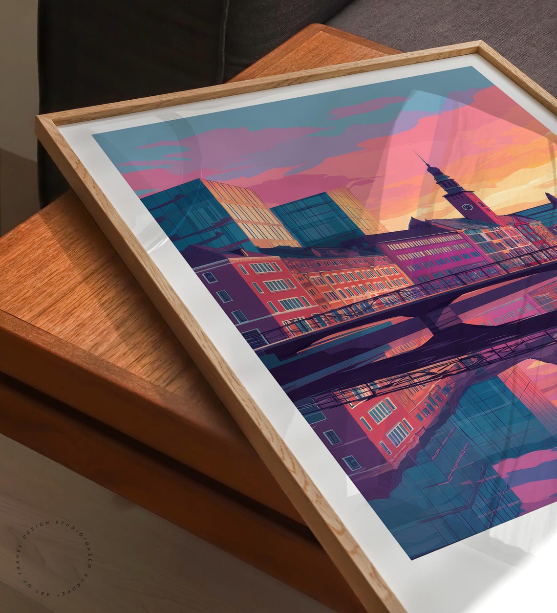 Malmo Sweden Sunset Skyline River Bridge Reflection Travel Poster - Image 6