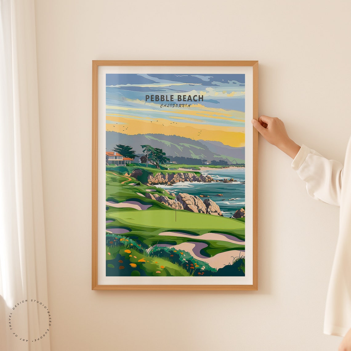 Pebble Beach California Golf Course Ocean Cliffs Travel Poster - Image 2