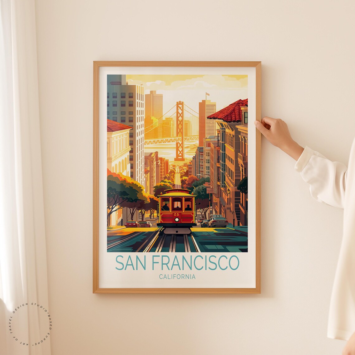 San Francisco Cable Car 25 Sunset Street Scene Bay View Poster - Image 2
