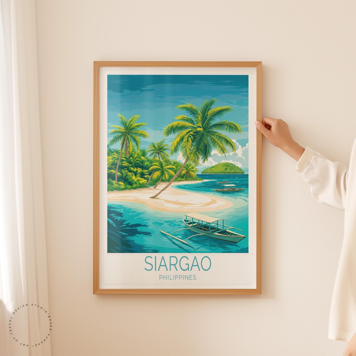 Siargao Philippines Leaning Palm Cove White Sand Beach Vintage Poster - Image 5