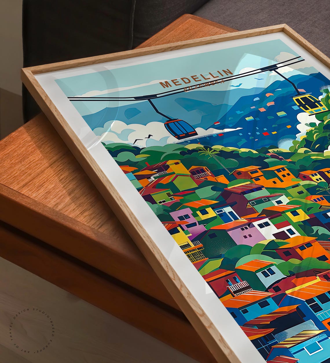 Medellin Colombia Metrocable Gondolas Hillside Cityscape Poster - Image 3